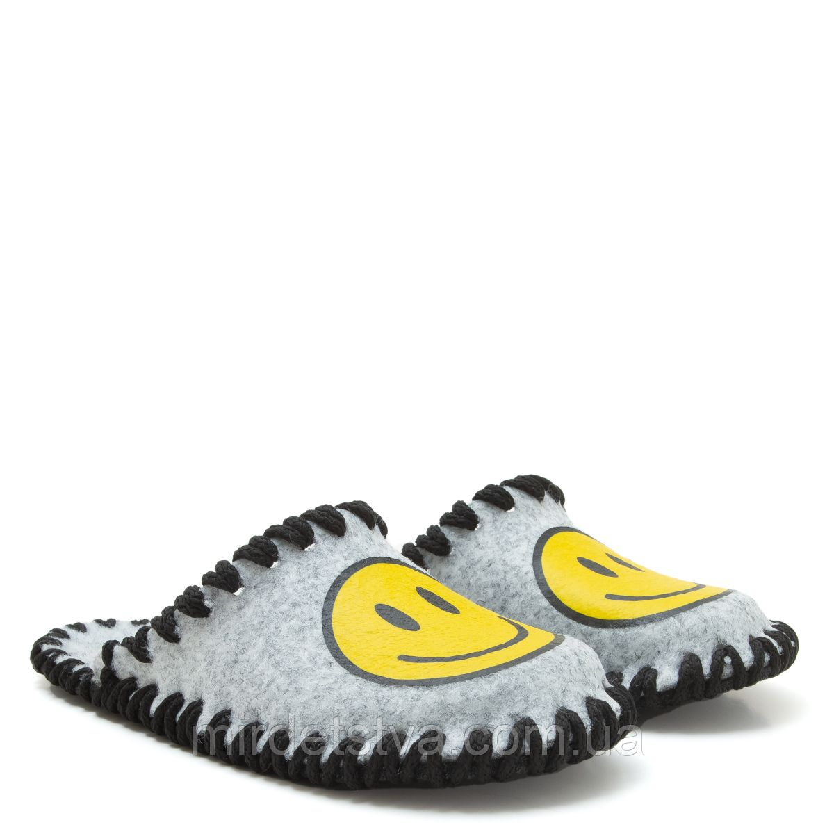 Дитячі кімнатні фетрові домашні тапочки для хлопчика Oldcom Олдком Smile сірі розмір 30-35, фото 1
