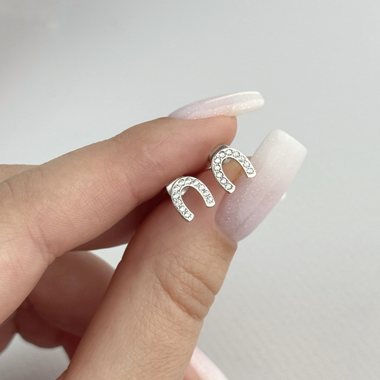 Сережки-підкови на закрутці гвіздочки "Елегія" (срібло 925), фото 1