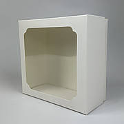 Картонна коробка для бенто торта 15×15×7 см з прозорим вікном