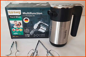 Ручний міксер 5 швидкостей 600 Вт для збивання тіста та крему кухонний блендер Rainberg RB-1012