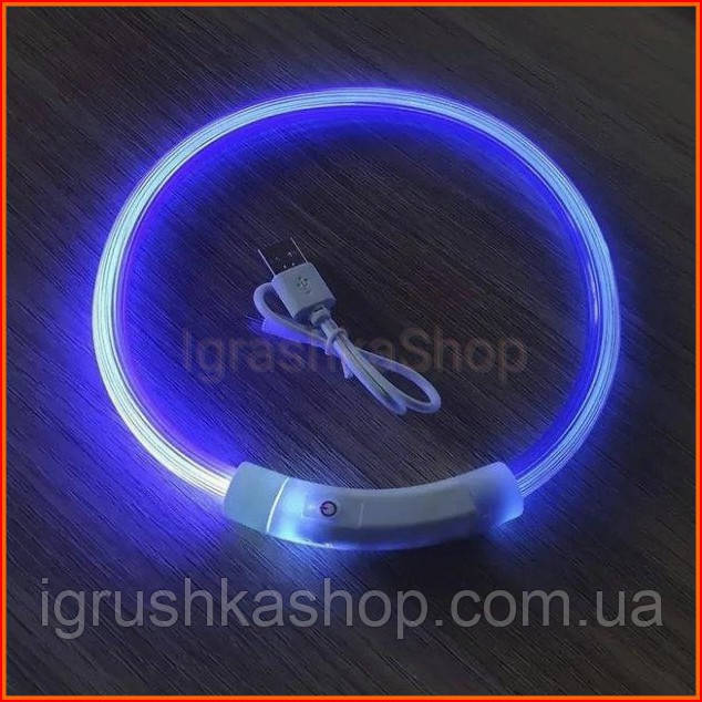 Водонепроникний нашийник для собак з USB зарядкою розмір S 35 см M 50 см L 70 см світловідбиваючий, фото 1