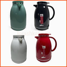 Глек термос для гарячих та холодних напоїв скляна колба 1 5 літра колір зелений для дому офісу пікніка п