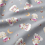 Бязь "Овечки на гойдалках та хмаринках" на світло-сірому тлі № Е-3581, фото 8