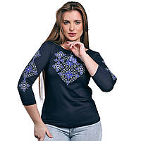 Вишиванка Амулет з блакитною вишивкою 3/4 рукав р. 3XL. 4XL