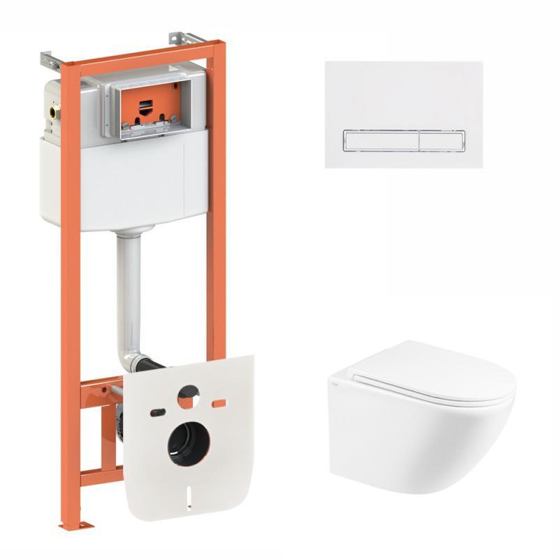 Готове рішення Qtap для ванної кімнати: підвісний унітаз Robin Ultra Quiet 490x365x325 + комплект інсталяції Nest 4 в 1 (лінійна, фото 1