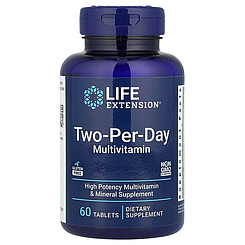 Мультивітаміни, Two-Per-Day Multivitamin, Life Extension, по 2 в день, 60 таблеток
