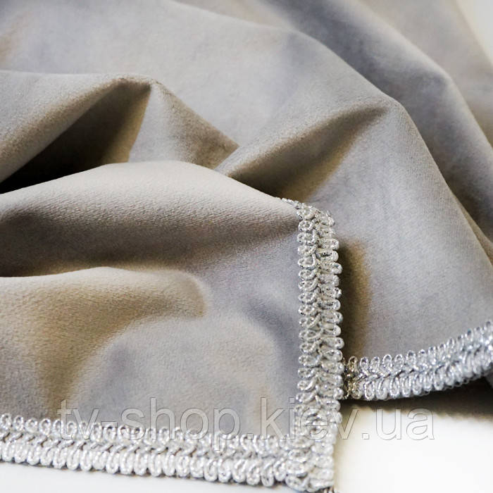 Скатертина для ворожіння оксамитова зі срібними китицями Сіра, фото 1