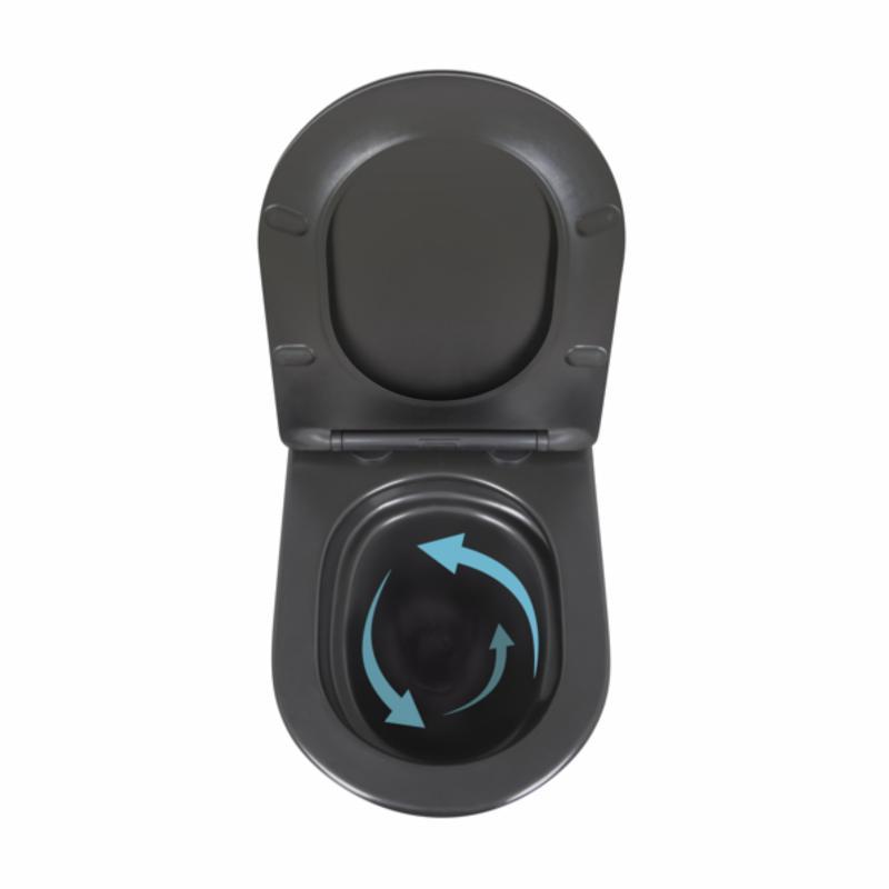Унітаз підвісний Qtap Robin New Ultra Quiet безобідковий з сидінням Soft-close MATT BLACK QT13332381АSMB, фото 1