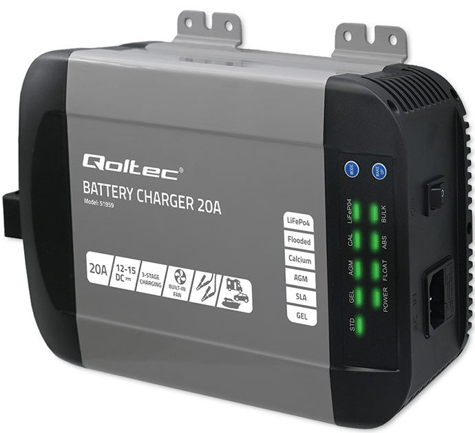 Зарядний пристрій для акумуляторів LiFePO4 AGM GEL SLA 20A 12V Qoltec (Польща), фото 1
