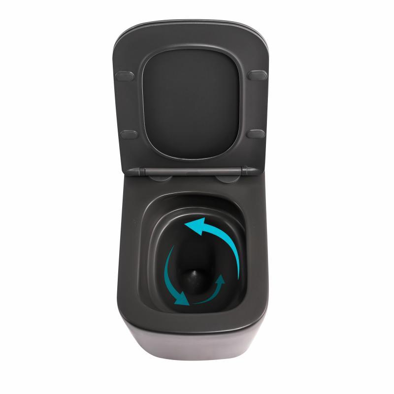 Унітаз підвісний Tern Ultra Quiet 490×365×325 мм, Anthracite, з сидінням Slim Duroplast / Soft-close / Quick Release, фото 1