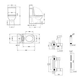 Комплект 2 в 1: підлоговий унітаз Qtap Robin Matt Black QT13226083AMB + набір гігієнічного душу Lidz Aria Black LDARI110BLA43394
