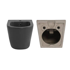 Комплект Qtap Robin Anthracite 3 в 1: підвісний унітаз Ultra Quiet + біде підвісне + раковина накладна QTROBAN49157
