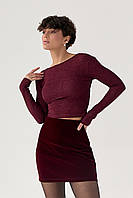 Лонгслів із люрексу з оголеною спиною - бордо цвет, L (є розміри)