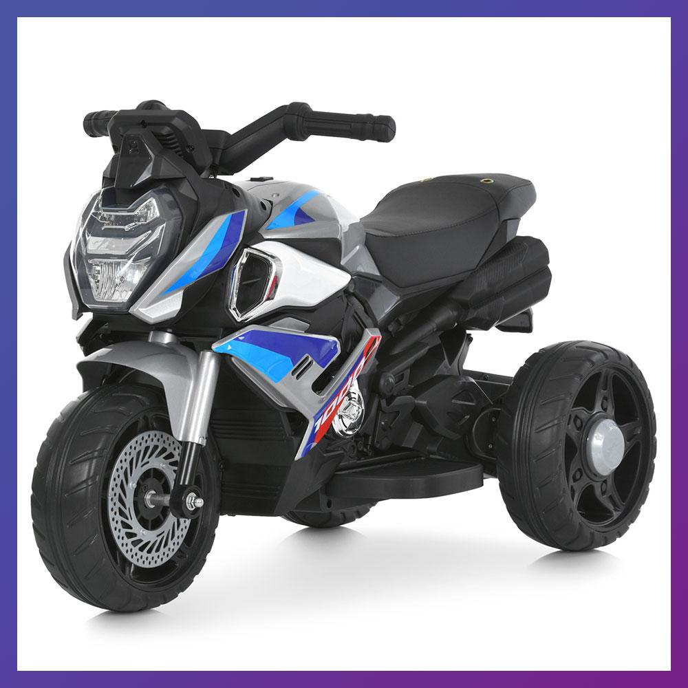 Дитячий електро мотоцикл триколісний на акумуляторі Bambi M 6262 для дітей 3-8 років Сірий, фото 1