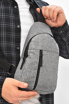 Сумка чоловіча через плече текстиль сірого кольору 209075M
