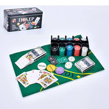 Набір для покера в металевій коробці 200 фішок 3896-B