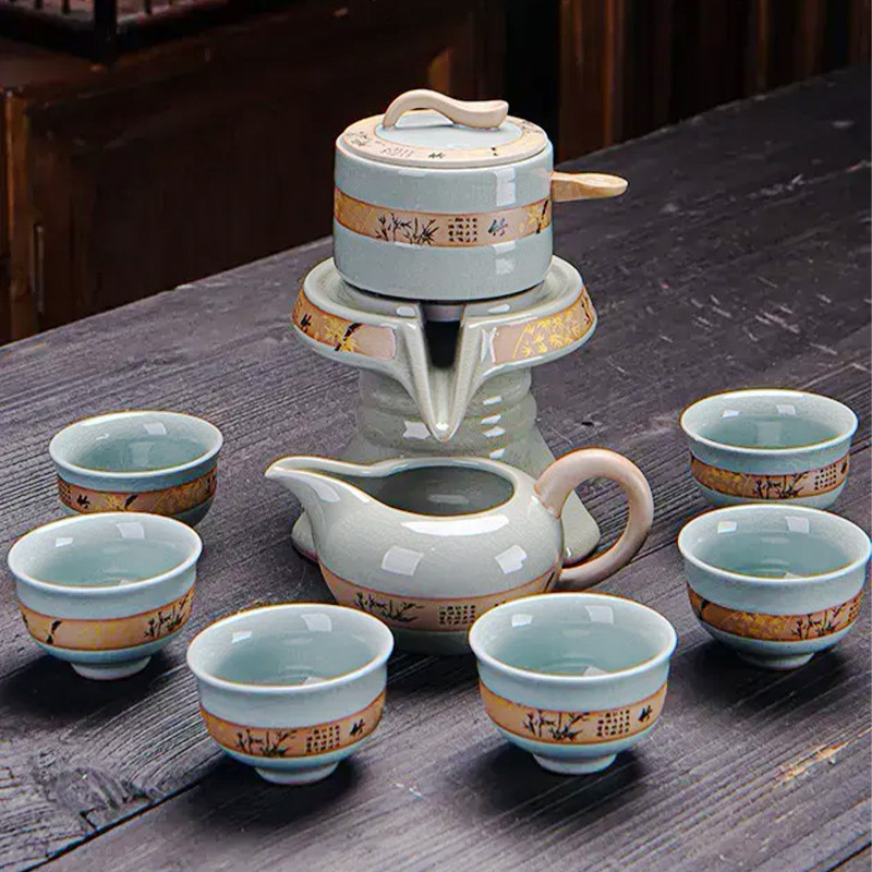 Набір для чайної церемонії Lesko #07 Шепіт бамбука для чаю гайвань піали з чайником на 6 персон 3 шт., фото 1