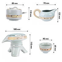 Набір для чайної церемонії Lesko #07 Шепіт бамбука для чаю гайвань піали з чайником на 6 персон 3 шт., фото 5