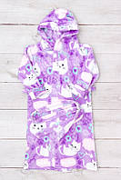 Халат для девочки (6390-035-5) кошка (сирень) Трикотажний Край 30