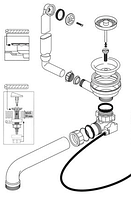 Євросифон - автомат з переливом Blanco 226 236 для кухонної мийки (Німеччина)