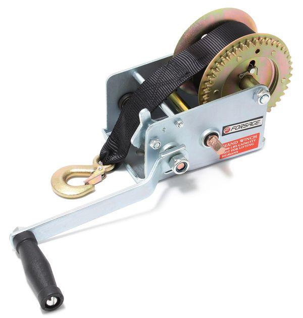 Лебідка ручна барабанна двоскоросна , 900кг (нейлоновий ремінь, ширина ременя-50ММ, довжина ременя-1