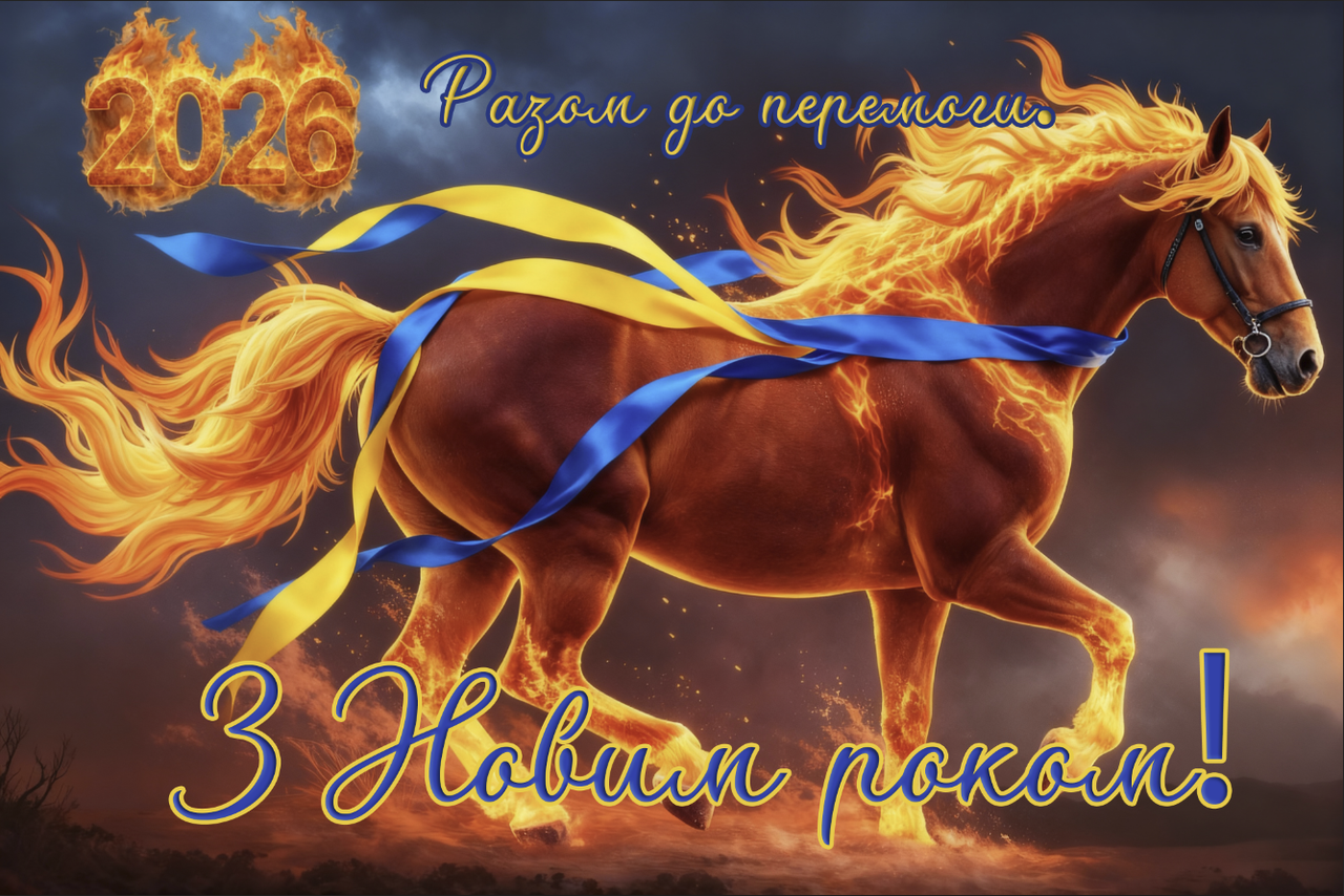 Новорічний Плакат "Кінь 2026 Разом до перемоги" 120х75 см
