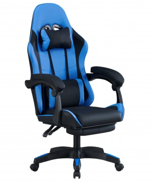 Ігрове крісло для геймерів Форест із висувною підставкою для ніг і подушками Мікс Мебель Синій, фото 1