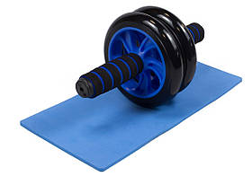 Ролик для пресу подвійний EasyFit EF-1352-B, з килимком, Синій