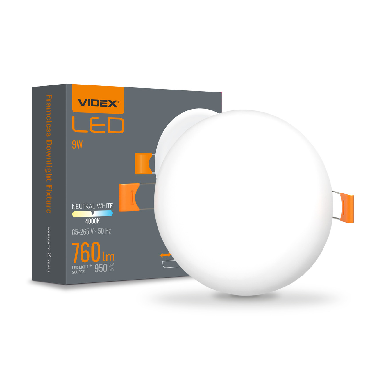 LED світильник безрамковий круглий VIDEX VLE-DLFR-094 9W 4000K 220V, фото 1