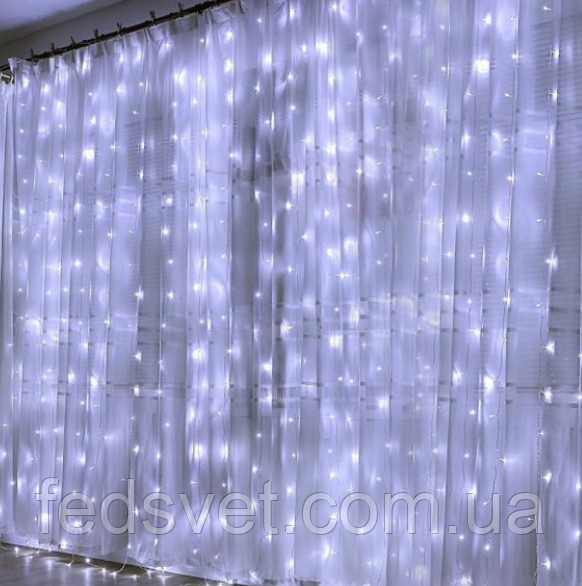 LED гірлянда LEBRON штора водоспад 3х2м 240LED біла IP20, фото 1