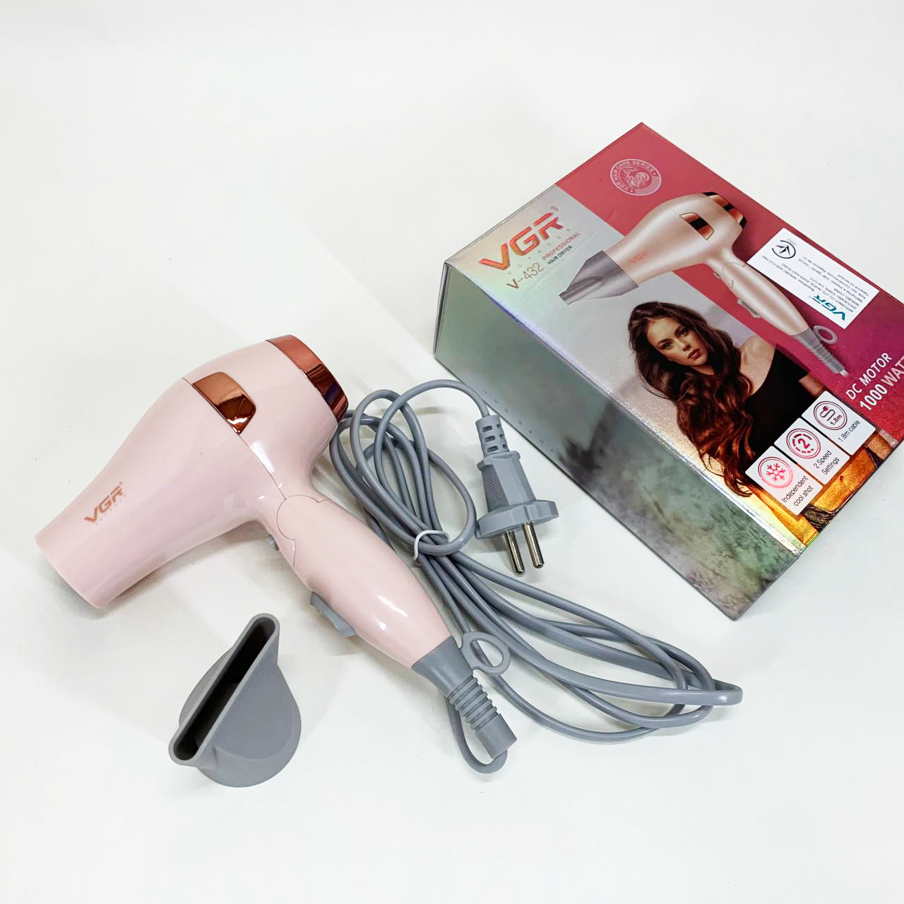 Хороший електричний фен VGR V-432, Портативний фен з насадками Функціональний професійний OA-42, фото 1