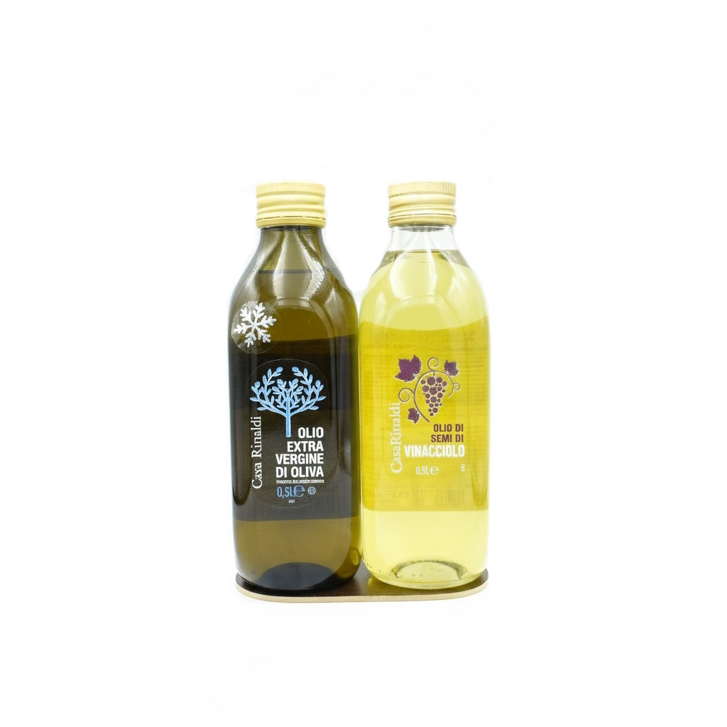Подарунковий набір олії Casa Rinaldi №2 (Олія оливкова E.V. 500 мл, Олія з виноградних кісточок 500 мл), фото 1