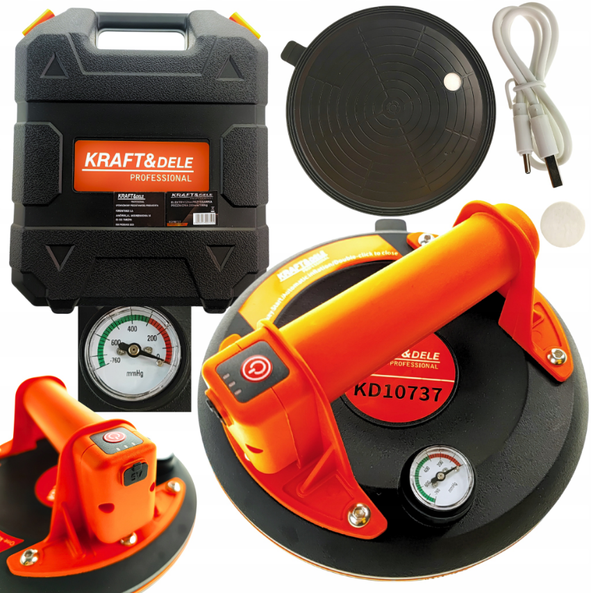 Акумуляторна присоска для скла 190кг 200мм Kraft&Dele (Польща), фото 1