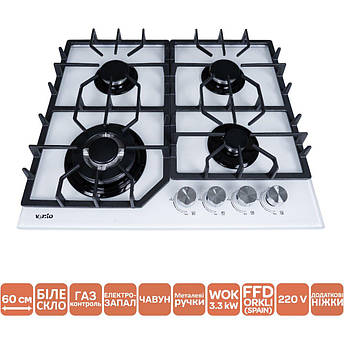 Варильна панель HG L7G CEST (WH) біла газ на склі, фото 1