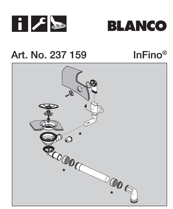 Відвідна арматура InFino® Blanco для однієї чаші з корзинчастим вінцем 3 ½", без клапана-автомата