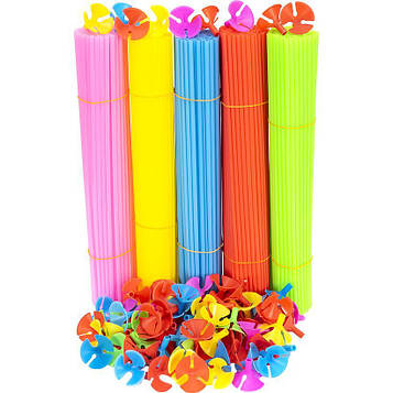 Палички для кульок пластикові 40 см із верхівками, трубочки для латексних і фольгованих повітряних кульок Набір 100 штук