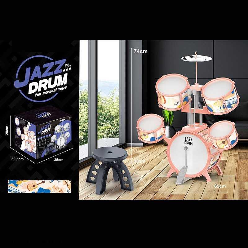 Барабанна установка дитяча для дівчинки ZG 3001-D, 65х38х74 см, барабанні палички, стільчик, фото 1