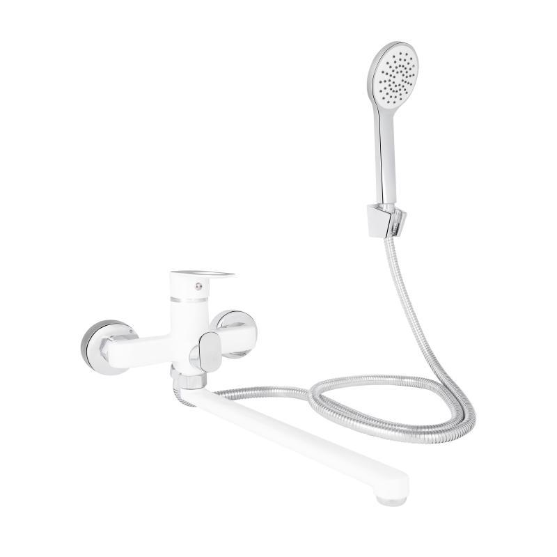 Змішувач для ванни Lidz Latwa 005 з поворотним виливом (з душовим гарнітуром) (k35) LDLAT005WHI45425 White, фото 1