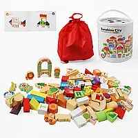 Конструктор дерев’яний C 74149 фігурки людей, тваринок, транспорту, літери англійського алфавіту