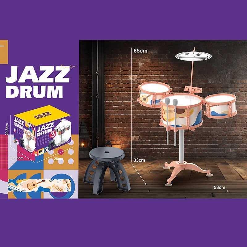 Барабанна установка дитяча ZG 3004-D, 53х33х65 см, барабанні палички, стільчик, фото 1