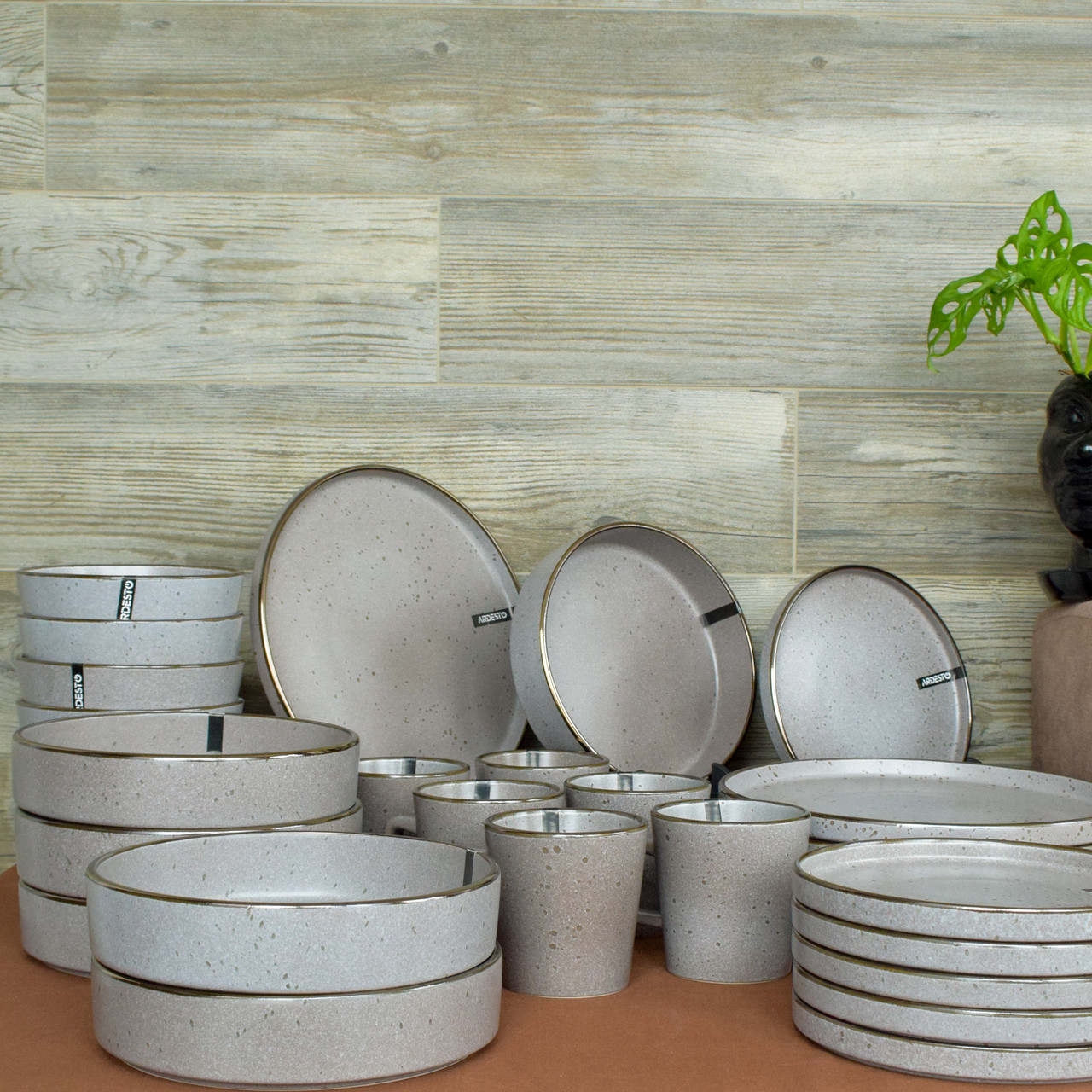 Сервіз столовий керамічний Ardesto Fasano сіро-коричневий 30 предметів