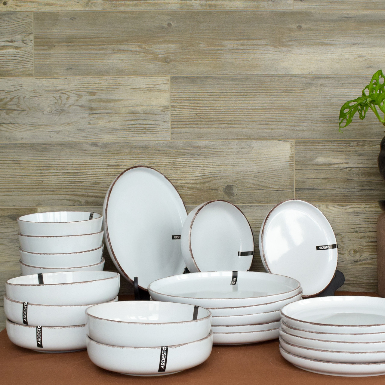 Сервіз із керамічного посуду Ardesto Lazio, білий 24 предмети