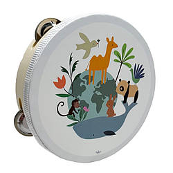 Дерев'яна іграшка Бубен "Дикі тварини" MD 0367-55 діаметр 15 см