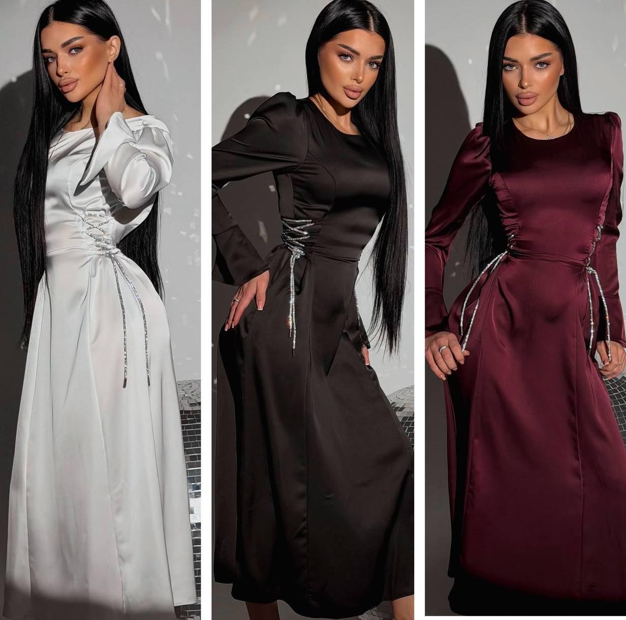 Сукня шовкова зі шнурівкою гурт роздріб дроп 3547, фото 1