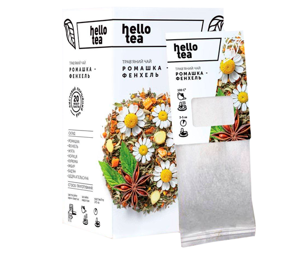 Чай Hello Tea трав'яний "Ромашка-Фенхель" 20 пакетів