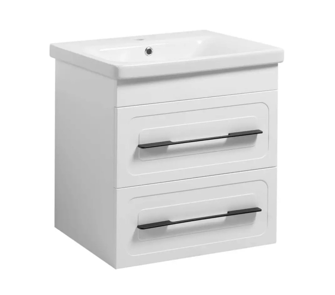 Тумба підвісна з умивальником , біла матова