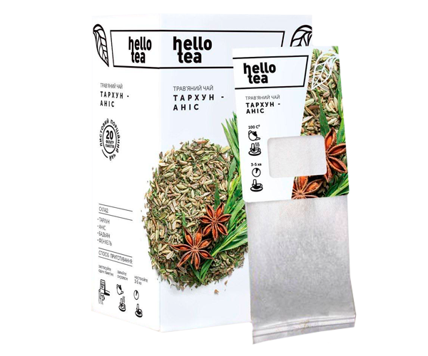 Чай Hello Tea трав'яний "Тархун-Аніс" 20 пакетів