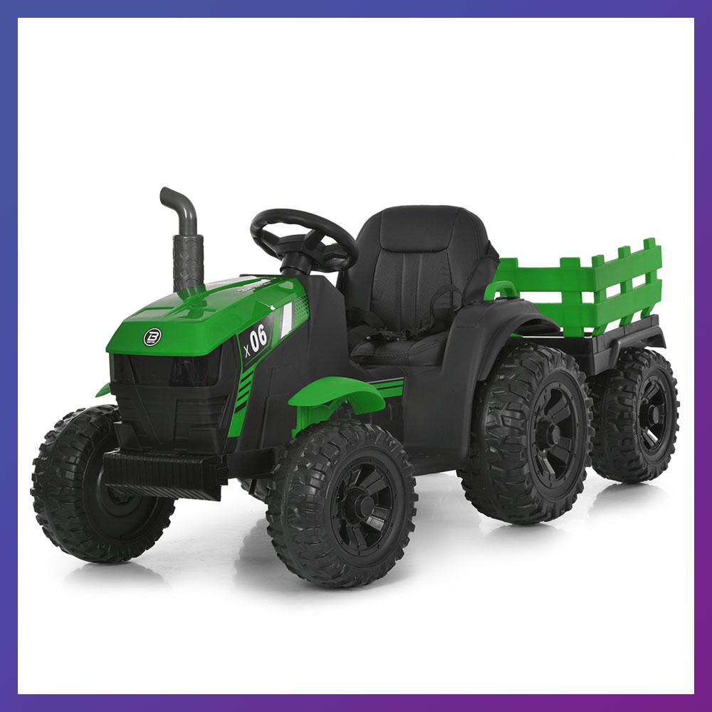 Дитячий електромобіль Трактор із причепом на радіокеруванні Bambi M 6295 Зелений, фото 1
