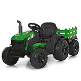 Дитячий електромобіль Трактор із причепом на радіокеруванні Bambi M 6295 Зелений, фото 2