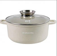 Каструля Bravira Sand Light з силік. прихватками 2,3 л d20 см h8,5 см алюміній із мармуровим покриттям (BR8007-20)